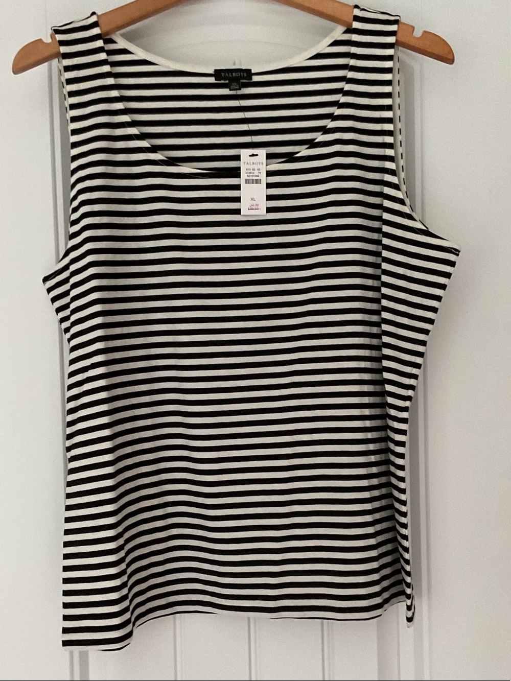 Talbots Black and White Striped Sleeveless Tank